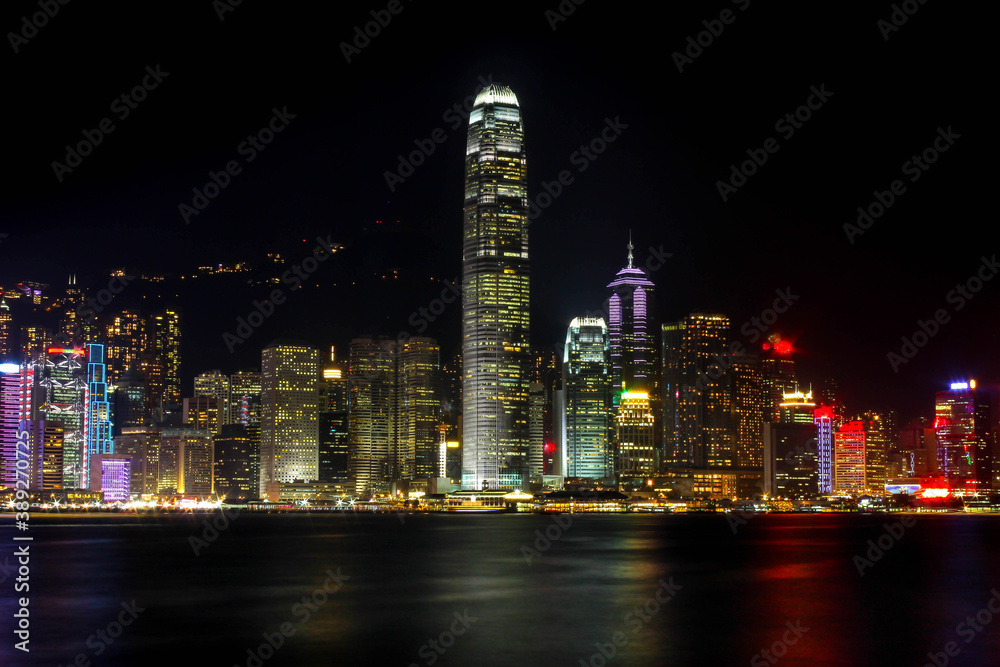 Hong Kong island from Kowloon during the night.