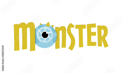 Monster photography lettering design, monster t shirt design, vector logo template