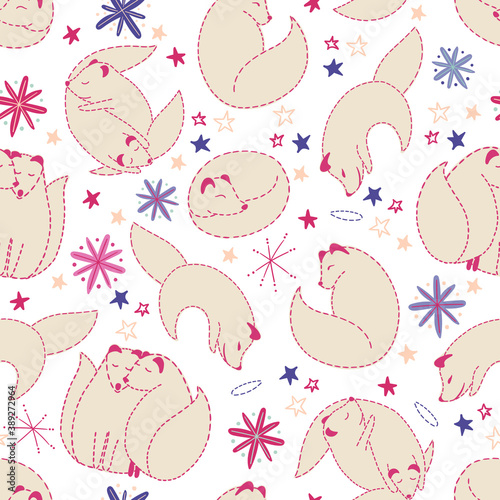 Vector pattern winter theme arctic fox. Vector pattern winter theme. Ideal for fabrics, cards, gift wrapping paper, wallpapers, scrapbooking etc.