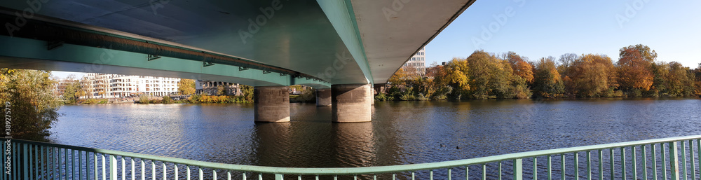Unter der Schlossbrücke in Mülheim an der Ruhr - Panorama Unter der Schlossbrücke in Mülheim an der Ruhr - Panorama