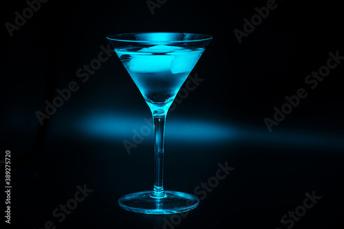 blue cocktail on black