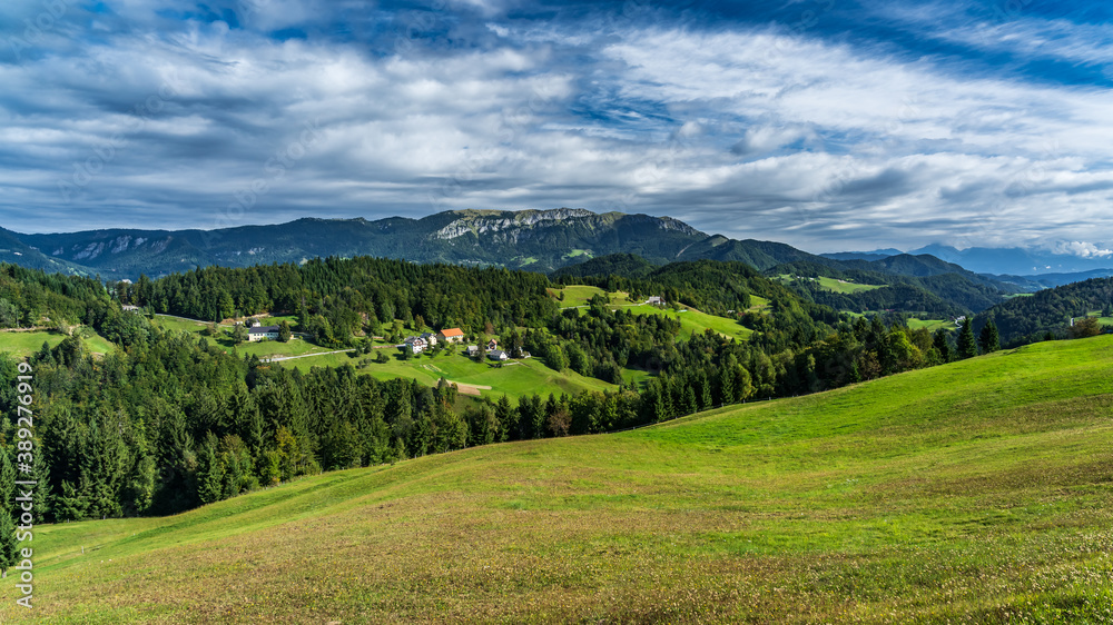 Slovenia beautiful countryside with mountain view