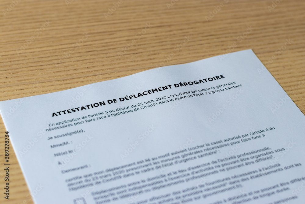Attestation de déplacement dérogatoire Attestation de déplacement dérogatoire