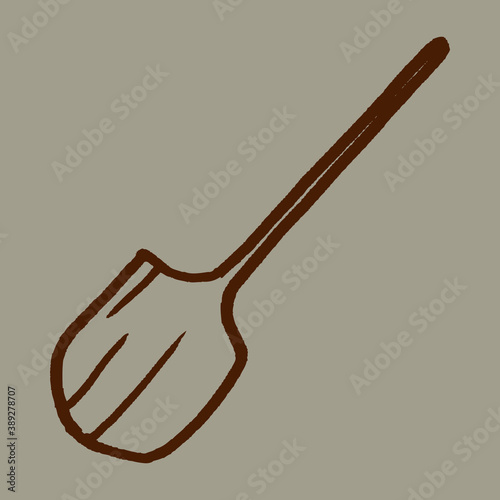 isolated vector icon of a oven shovel in free hand draw style