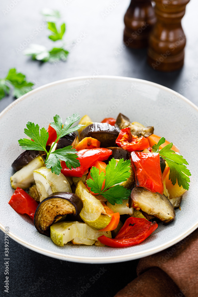 Baked vegetables salad with fresh parsley Baked vegetables salad with fresh parsley