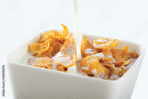 Cereals with milk. The easiest breakfast.  photo