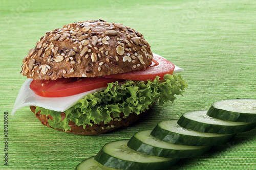 Bread roll sandwich. Yummy breakfast. 
