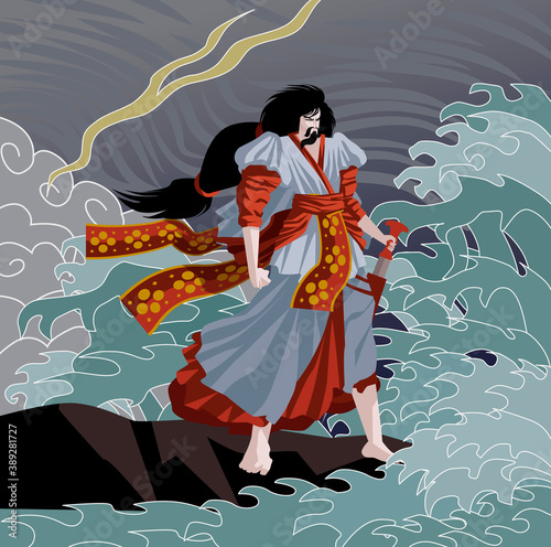 susanoo shinto god of storm and sea with kusanagi sword