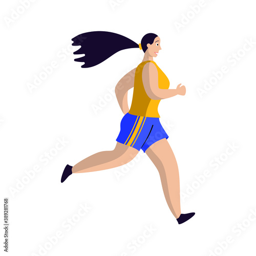 The girl is engaged in running. Vector illustration on the theme of sports