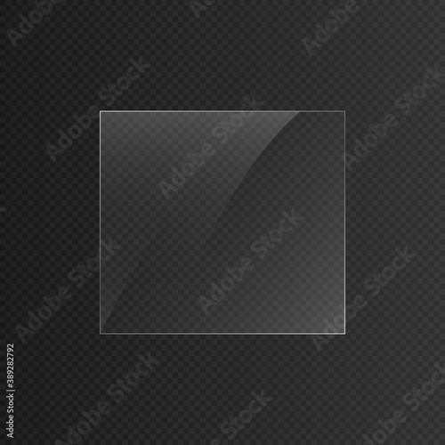Vector glass. Transparent effect, window, mirror. Reflection, glare. PNG glass. PNG window. Glass frame, glass surface.