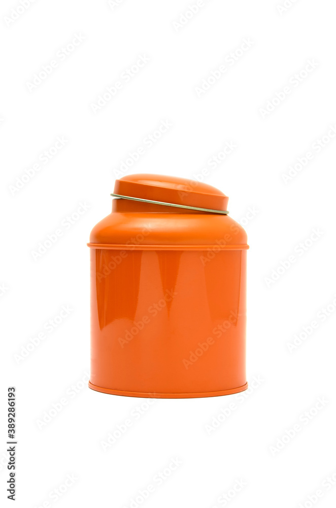 metal tin for storage on a white background metal tin for storage on a white background
