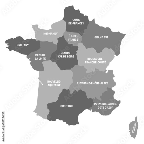 France - map of metropolitan regions