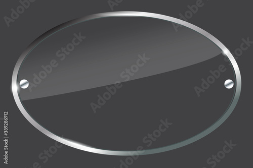 Vector illustration of oval glass. Blank plate made of transparent plastic. Elliptical icon. Stock image. 