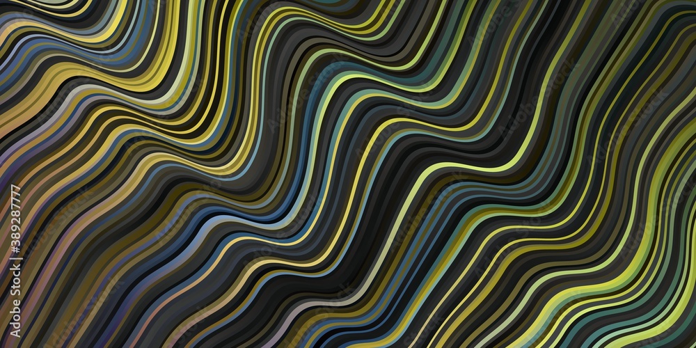 Dark Multicolor vector background with bent lines.