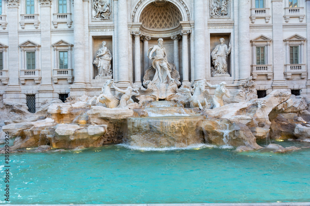 A front view of Trevi Fountain