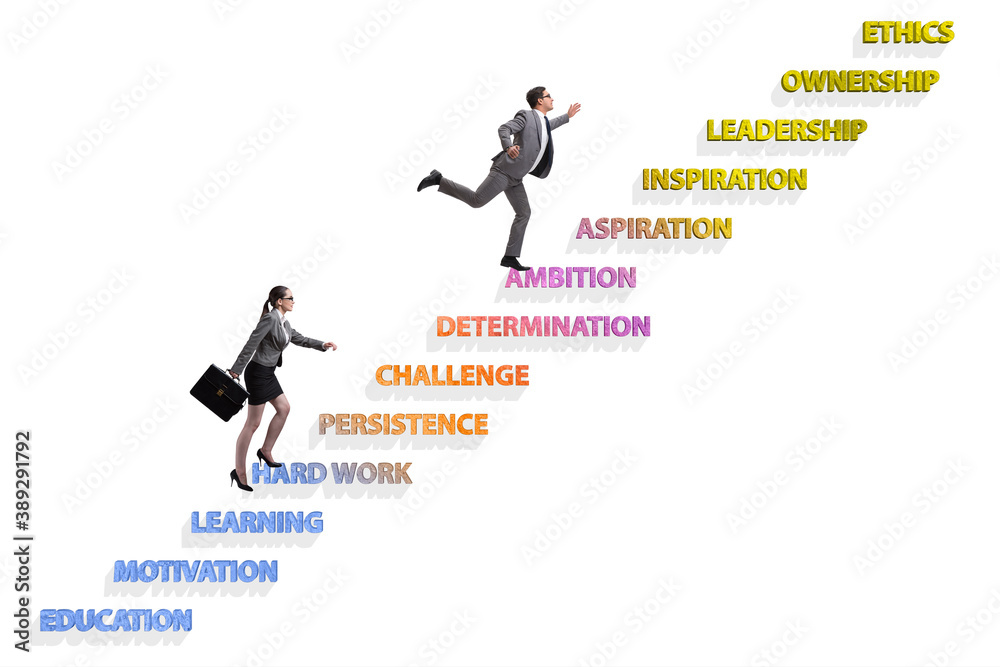 Business people climbing carrer ladder success factors