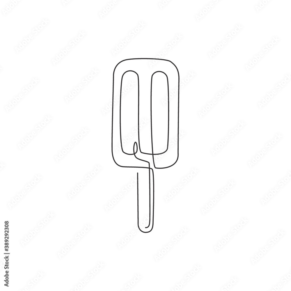 One single line drawing of fresh sweet popsicles store logo vector graphic illustration. Ice cream stick cafe menu and restaurant badge concept. Modern continuous line draw design street food logotype One single line drawing of fresh sweet popsicles store logo vector graphic illustration. Ice cream stick cafe menu and restaurant badge concept. Modern continuous line draw design street food logotype