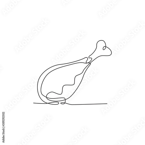 One single line drawing of hot spicy and crispy fried chicken store logo vector illustration. Fast food cafe menu and restaurant badge concept. Modern continuous line draw design street food logotype