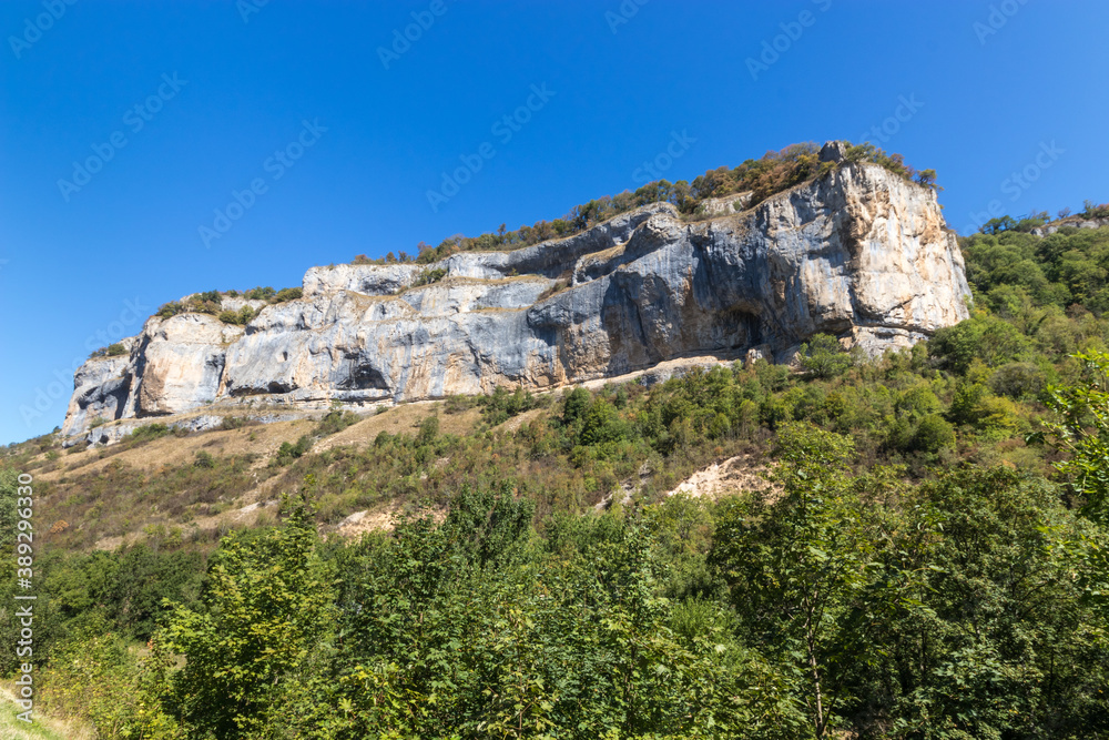 Baume Les Messieurs village, Valley, canyon from Jura Baume Les Messieurs village, Valley, canyon from Jura
