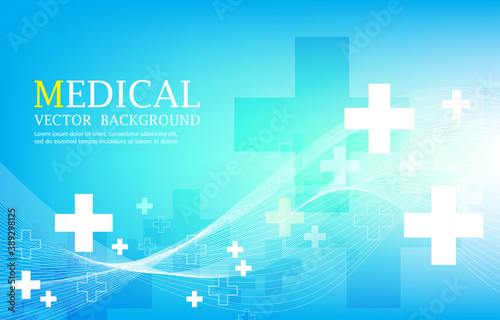 medical abstract wallpaper.geometric cross shape.vector blue background.