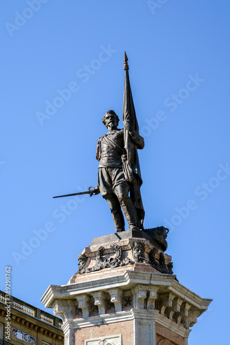 Square with monument to Antonio de Oquendo in San Sebastian, Spain photo