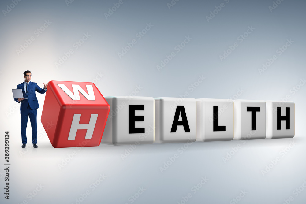 Wealth is health concept with businessman Wealth is health concept with businessman