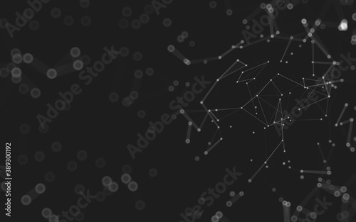 Abstract background. Molecules technology with polygonal shapes, connecting dots and lines. Connection structure. Big data visualization.