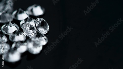 Diamonds on a rotating table (seamless loopable close up footage)