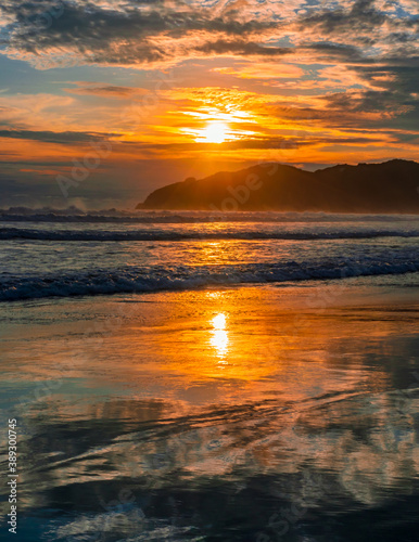 Beautiful warm sunset in acapulco's beach