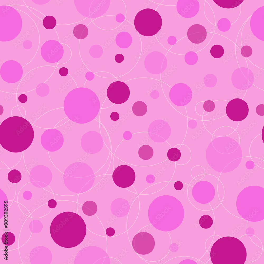 Pink seamless Polka Spots and dots pattern with circles