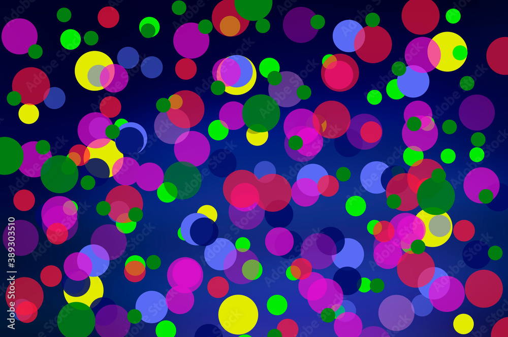 Bright abstract colorful background with blue, pink, green, yellow, lilac circles