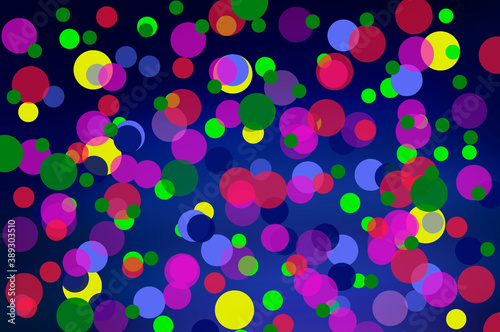 Bright abstract colorful background with blue, pink, green, yellow, lilac circles