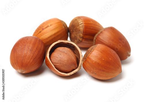 hazelnuts isolated on white background