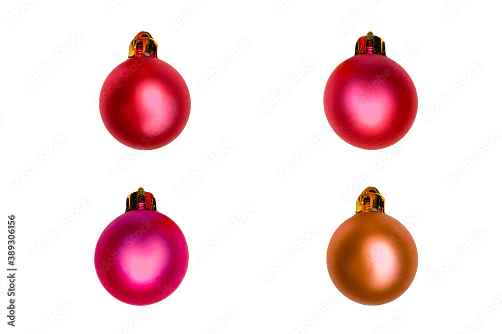 Set of festive balls for christmas tree isolated on white background Set of festive balls for christmas tree isolated on white background