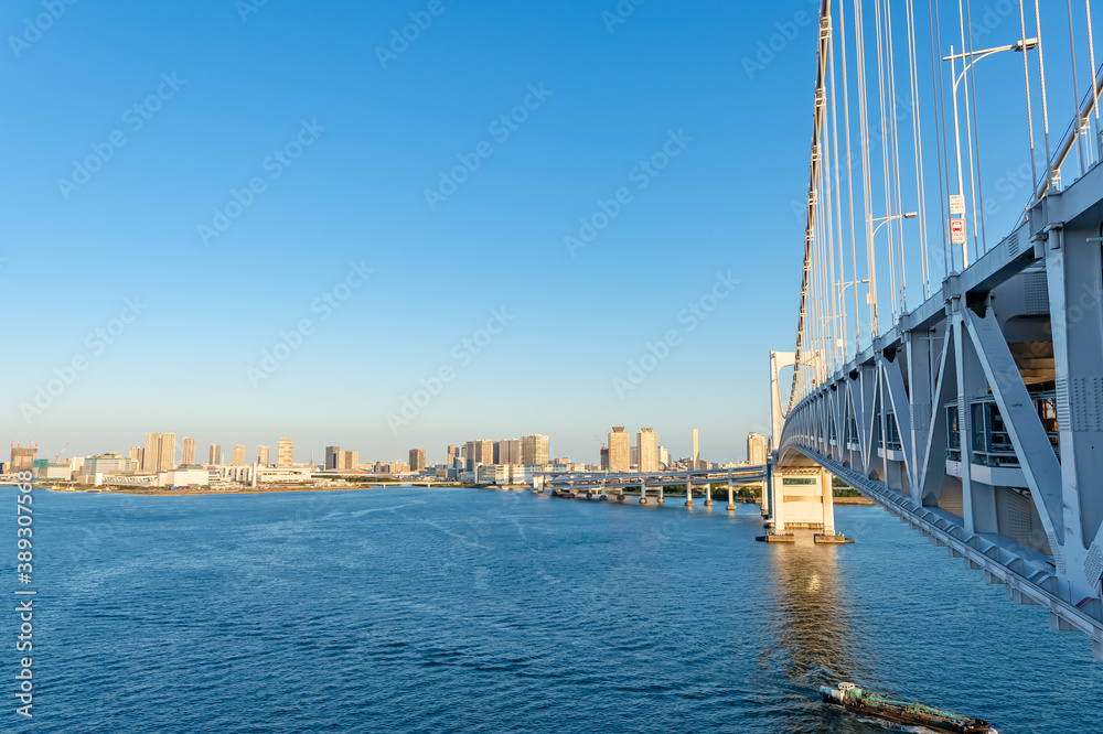 Obraz premium 東京都港区芝浦ふ頭から見た東京の都市景観