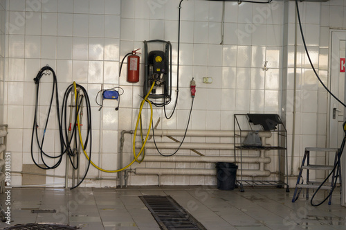 Car wash station, equipment for contactless washing by people.