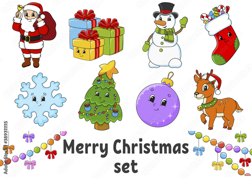 Set of stickers with cute cartoon characters. Christmas theme. Hand drawn. Colorful pack. Vector illustration. Patch badges collection. Label design elements. For daily planner, diary, organizer. Set of stickers with cute cartoon characters. Christmas theme. Hand drawn. Colorful pack. Vector illustration. Patch badges collection. Label design elements. For daily planner, diary, organizer.