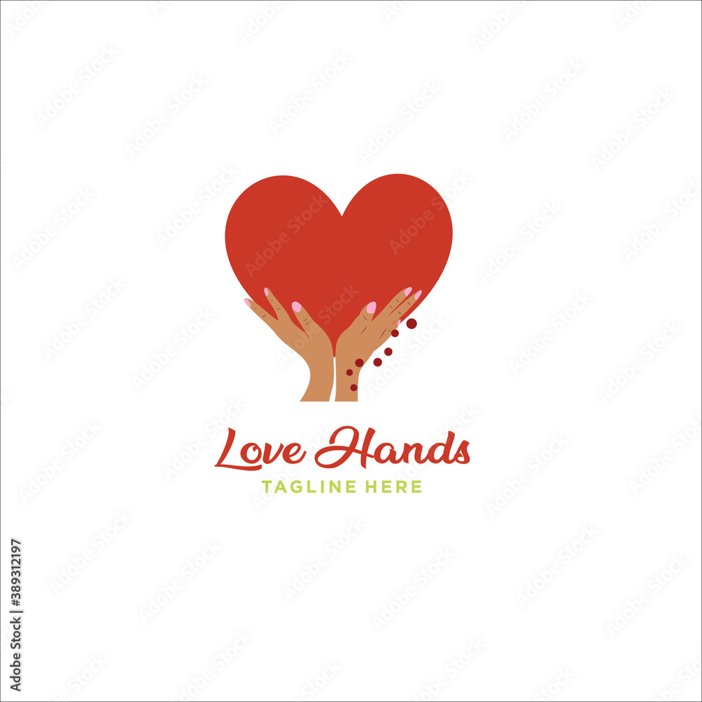love hand logo design silhouette vector