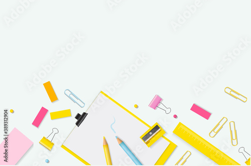 Back to school vector design concept made from pencils. modern design template with school accessories EPS10.