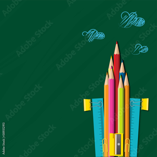 Back to school vector design concept made from pencils. modern design template with school accessories EPS10.
