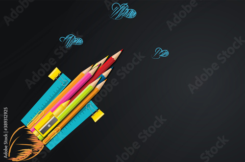 Back to school vector design concept made from pencils. modern design template with school accessories EPS10.