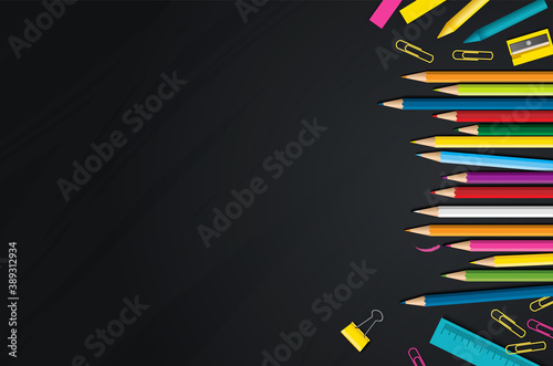 Back to school vector design concept made from pencils. modern design template with school accessories EPS10.