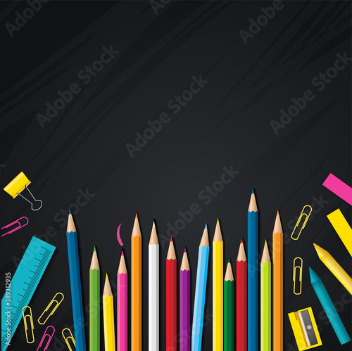 Back to school vector design concept made from pencils. modern design template with school accessories EPS10.