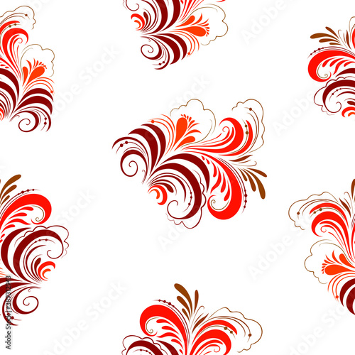 seamless pattern with Khokhloma - traditional Russian style. Vector