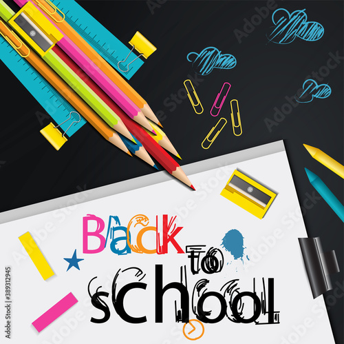 Back to school vector design concept made from pencils. modern design template with school accessories EPS10.