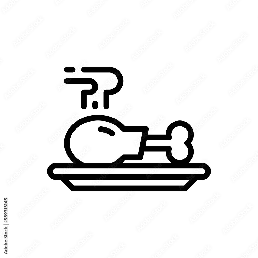chicken leg icon in line style isolated on white background. EPS 10 chicken leg icon in line style isolated on white background. EPS 10