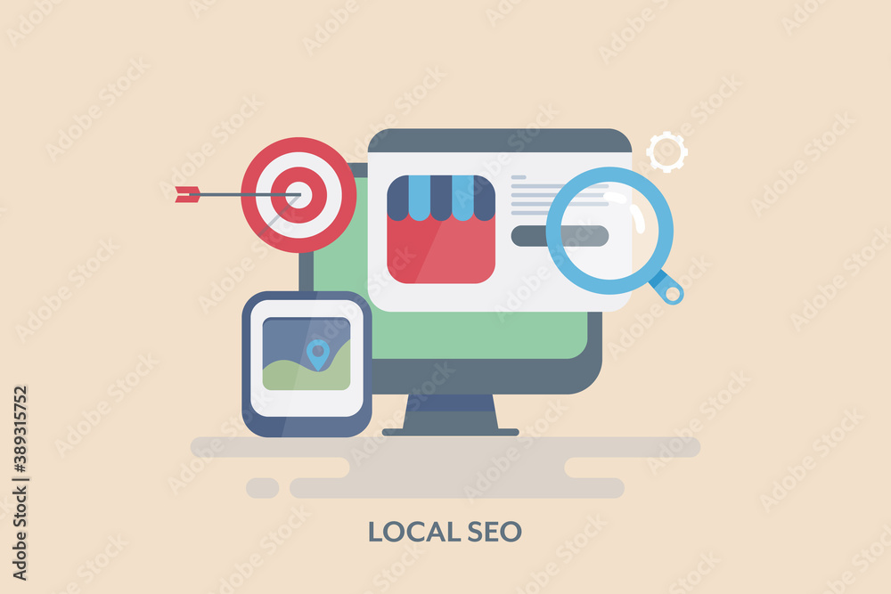 Local seo marketing service for small business. Targeting local shop customer with seo strategy. Web banner template. Local seo marketing service for small business. Targeting local shop customer with seo strategy. Web banner template.