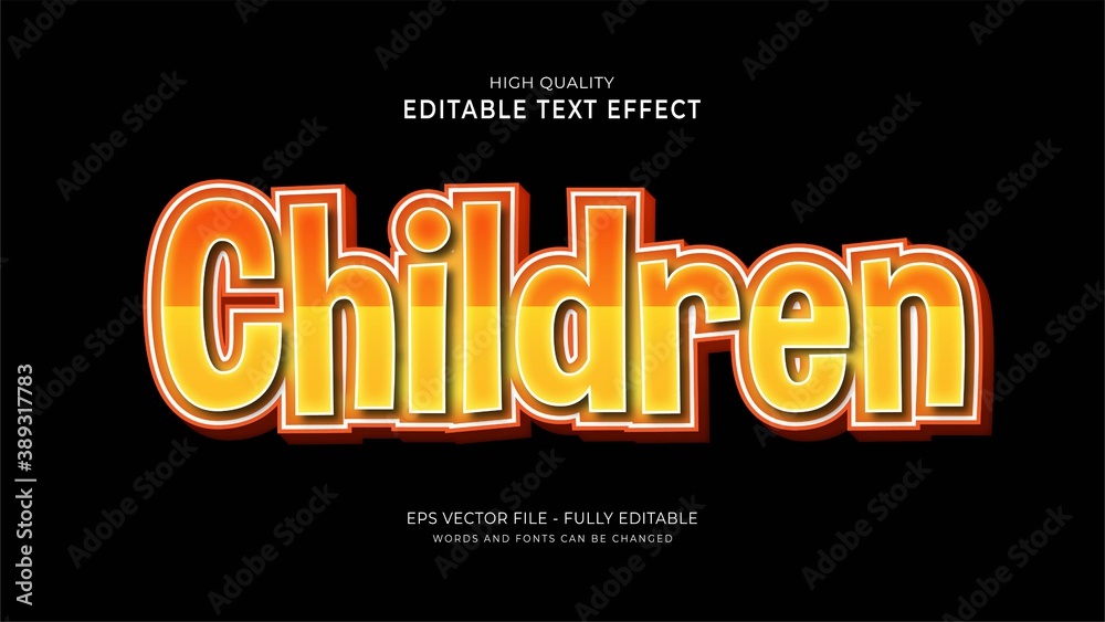 Fototapeta premium editable children 3d text style effect