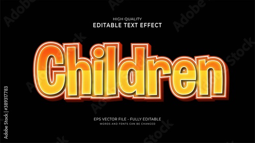 editable children 3d text style effect