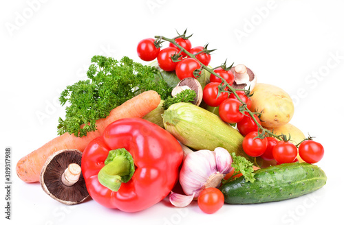 Vegetables on white background